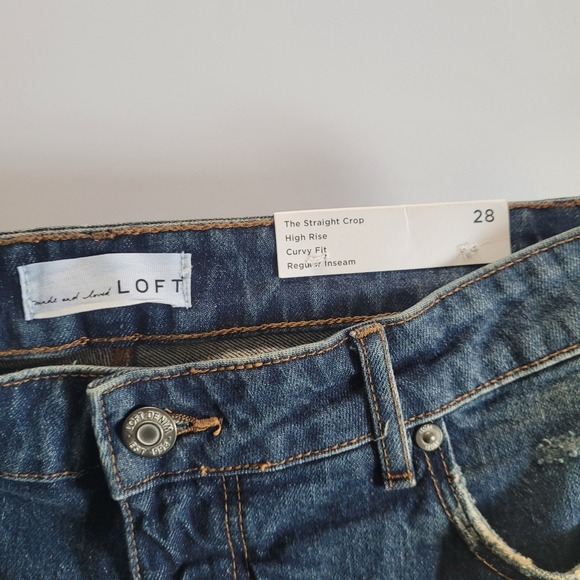 NWT LOFT Straight Crop Jeans Curvy Fit Dark Wash 6/ 28 - Picture 2 of 10